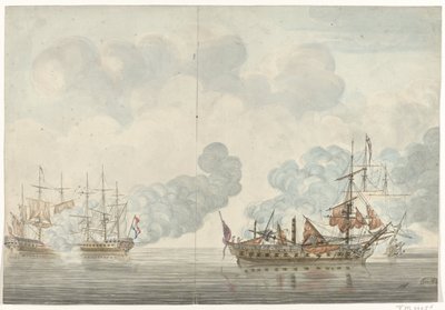Sjøslaget ved Cadiz, 1781 av Anonymous
