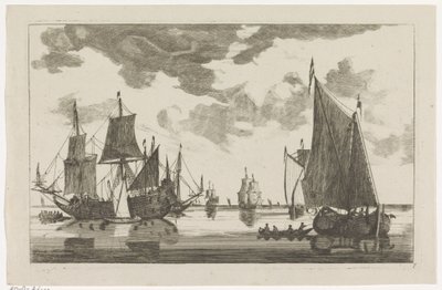 Seilskuter og sluper på stille hav Seascapes (serietittel) av Anonymous