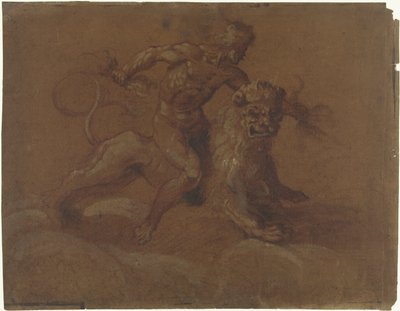 Sittende Jupiter på en løve, på skyer av Anonymous