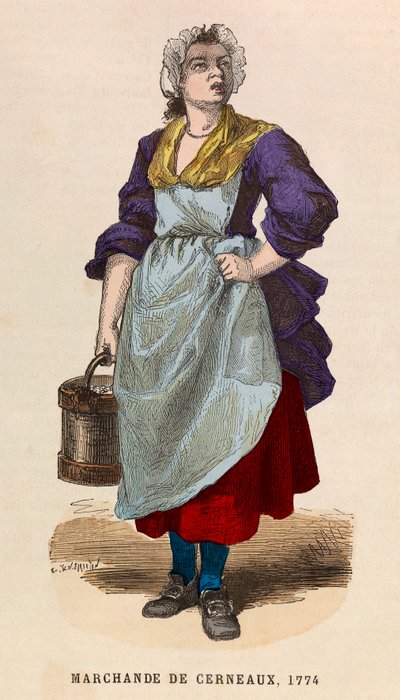 En kjernehandler i 1774 (valnøtter) - Valnøttselger i 1774 - privat samling av Anonymous Anonymous