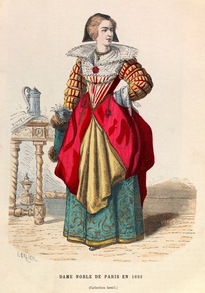 En adelig dame fra Paris 1633 - En adelskvinne på 1600-tallet i Paris - privat samling av Anonymous Anonymous