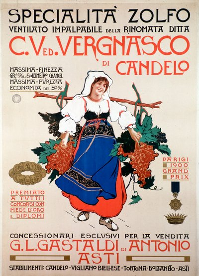 Reklameplakat for soppdrepende svovel produsert av det italienske selskapet Vergnasco Candelo, 20th Century av Anonymous Anonymous