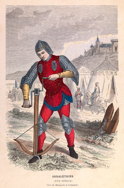Arbaletrier på 1500-tallet i Paris - gravering - Crossbowman 1500-tallet i Paris - privat samling av Anonymous Anonymous