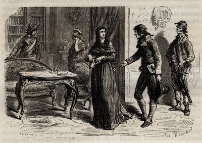 Arrestert av Madame Roland 1. juni 1793 i Paris - Arrestert av Madame Roland (Manon Roland, født Jeanne Marie Philippon). av Anonymous Anonymous