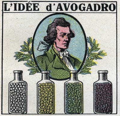 Atoms: The Idee of Amedeo Avogadro (1776-1856). Anonymous illustration from 1925. Private collection. av Anonymous Anonymous