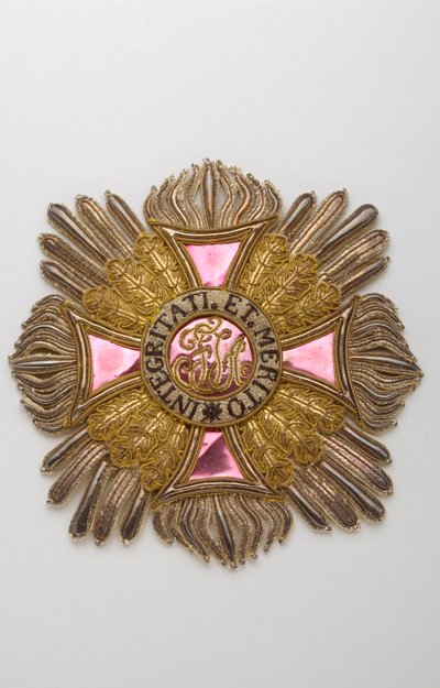 Østerrike - Leopoldordenen: plakett med ridderstorkors som tilhører Charles Louis Huguet, markis av Semonville (1759-1839) - Debut XIX århundre - Broderier av gull, sølv og silketråder, crantilla, paljetter og tinsel - Sjel av stort lerret og whit av Anonymous Anonymous