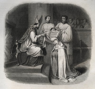Den velsignede Maria av inkarnasjonen (skjegg Jeanne Avrillot) (1566-1618) Fransk mystiker som mottok karmelittens slør i 1614. Gravering fra 1846 i "" De helliges liv"". Privat samling. av Anonymous Anonymous