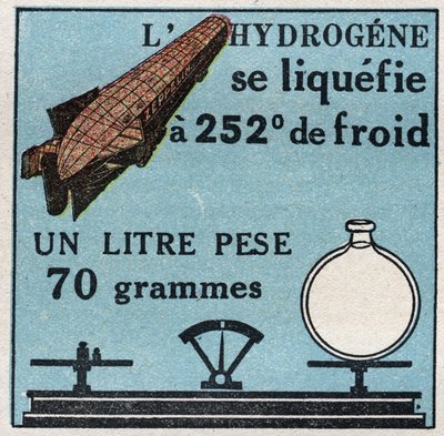 Endringer i tilstander: damper. Hydrogen flytendegjøring har 252 grader kulde. Anonym illustrasjon fra 1925. Privat samling. av Anonymous Anonymous