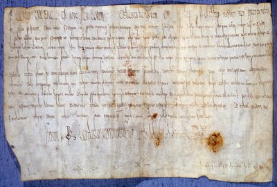 Charter of King Charlemagne (Charles I, Charles the Great eller Carolus Magnus) (742-814) fritak klosteret Saint Germain des Pres fra skatt 27.03.779. Paris, Nasjonalarkivet av Anonymous Anonymous