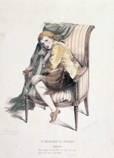 Cherubino-karakter i The Marriage of Figaro, opera av Mozart (1837) av Anonymous Anonymous