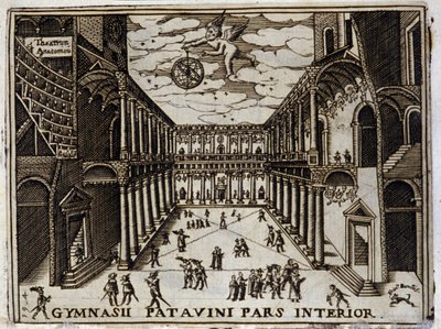 Rett ved universitetet i Padou (Padova) i Italia på 1600-tallet. Anonym gravering fra 1600-tallet. Milanese . av Anonymous Anonymous