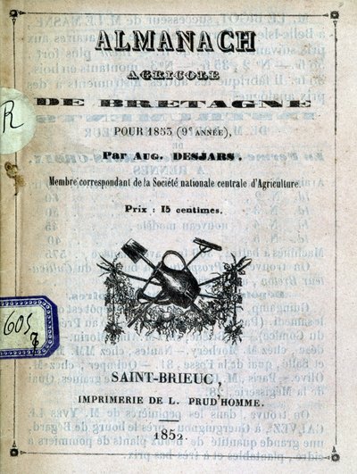 Omslag til Almanac Agricole de Bretagne av Anonymous Anonymous