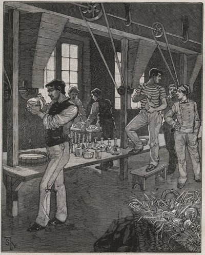 Krystallgraververksted i Frankrike på 1800-tallet. Gravering fra 1885 i "" Les arts et metiers illustres"" av Adolphe BITARD. av Anonymous Anonymous