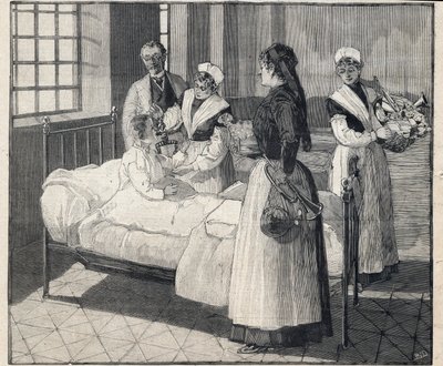 Utdeling av leker til offentlige velferdsbarn 1. nyttårsdag. Gravering i "" Le Petro Parisien"" 8/01/1893. Privat samling av Anonymous Anonymous