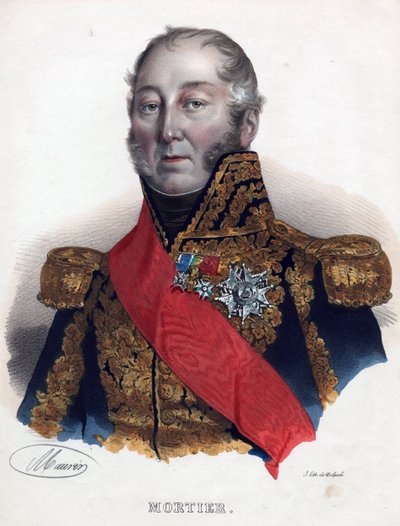 Edouard Adolphe Mortier (1768-1835), marskalk av Frankrike - Anonym - 1835 - Litografi, akvarell - 32x24 - Privat samling av Anonymous Anonymous