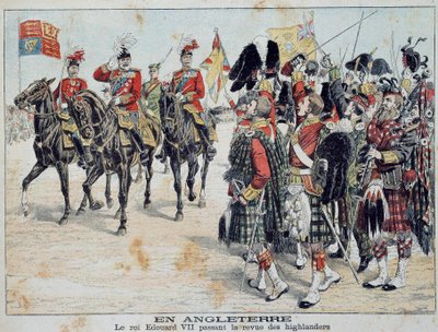 Edward VII (1841-1910) King of England anmelder den skotske høylanderillustrasjonen fra det berømte tillegget til "Little Diary" 1905 Private Collection av Anonymous Anonymous