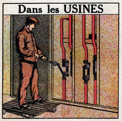 Elektriske rør: rørledning i anlegg. Anonym illustrasjon fra 1925. Privat samling. av Anonymous Anonymous