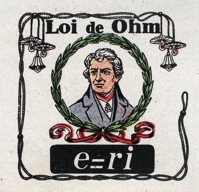 Elektriske enheter: The Law of Ohm av fysikeren George Simon Ohm (1787-1854). Anonym illustrasjon fra 1925. Privat samling. av Anonymous Anonymous