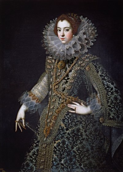Elisabeth de France, også kalt Elisabeth de Bourbon - Portrett av Elisabeth av Frankrike (1602-1644), dronningkonsort av Spania av Anonymous, ca. 1620 - Olje på lerret av Anonymous Anonymous
