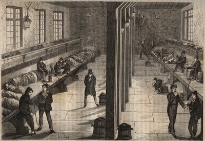 Rømning av tre straffedømte i rommet Saint Gilles av bagne de Rochefort 28. desember 1840. Gravering i "Historien om bagnes siden deres opprettelse til i dag"" (1877) av Pierre Zaccone (1817-1895) (Colonia Penale - Straffekoloni). Privat sam av Anonymous Anonymous