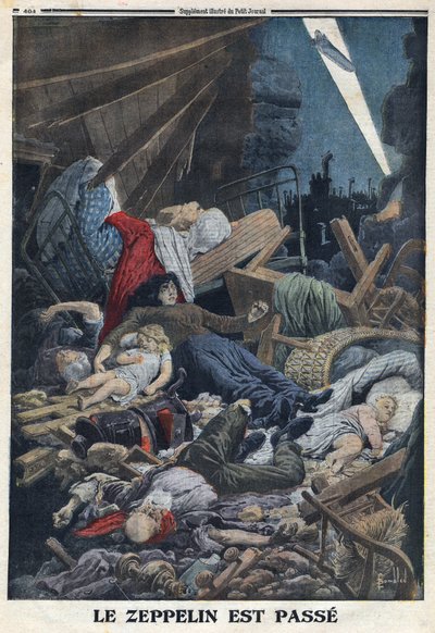 First World War 1914-1918 (War 14-18). Civilian population killed in her home by the bombing of a Zeppelin of the German aviation force. In “” Le Petite Journal””, on 13/02/1916. Private Collection av Anonymous Anonymous