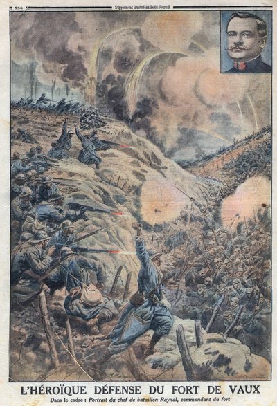 Første verdenskrig 1914-1918 (krig 14-18). Det heroiske forsvaret av Fort de Vaux med bataljonslederen Sylvain Eugene Raynal (1867-1939). I "" Le Petite Journal" av Anonymous Anonymous