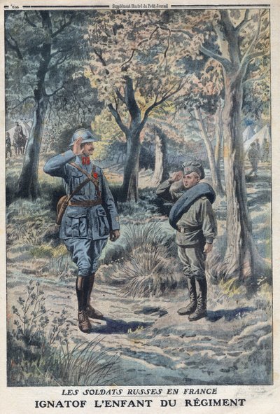 First World War 1914-1918 (War 14-18). The young Russian soldier Ignatof in a French army regiment. In “” Le Petité Journal””, on 21/05/1916. Private Collection av Anonymous Anonymous