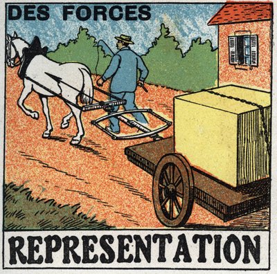 Forces: a horse pulling a car. Anonymous illustration from 1925. Private collection. av Anonymous Anonymous