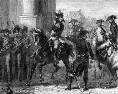 Francois Hanriot (1761-1794), French revolutionary at the door of the convention (9 thermidor 1794) - Engraving in “Histoire des Girondins” by Alphonse de Lamartine (1790-1869) 1865-1866 - Private collection av Anonymous Anonymous