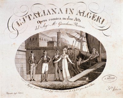 Frontispice av The Italian Girl in Alger, opera av Gioaccino Rossini av Anonymous Anonymous
