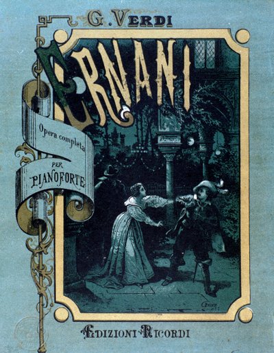 Frontispice av musikalsk partitur av Ernani av Giuseppe Verdi av Anonymous Anonymous