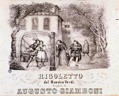 Frontispice av musikalsk partitur av Rigoletto-operaen av Giuseppe Verdi av Anonymous Anonymous