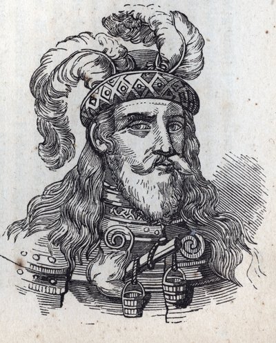 Galeazzo ifølge Visconti - Portrett av Galeas II Visconti - Galeazzo II Visconti - 1320-1378 -gravering - av Anonymous Anonymous