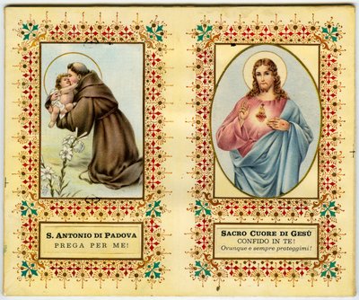 Hellig bilde: St Antonius av Padua og Jesus med hellig hjerte (trykk) av Anonymous Anonymous