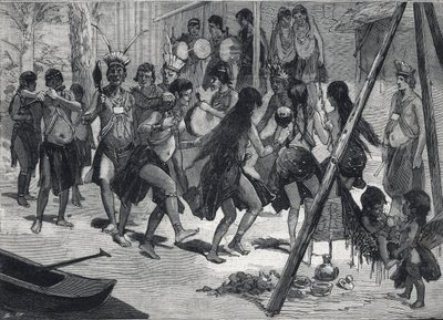 Human Zoo: Indigenous people of the Caribbean at the garden of acclimatization in Paris. Engraving in “” Le petit parisien”” on 13/03/1892. Private Collection av Anonymous Anonymous