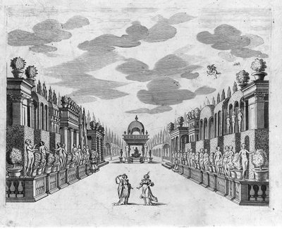 Illustrasjon for scene 4 i akt II av operaen i 5 akter "" Bellerofonte"" av Francesco Sacrati. Dekor av Jacopo Torelli av Anonymous Anonymous