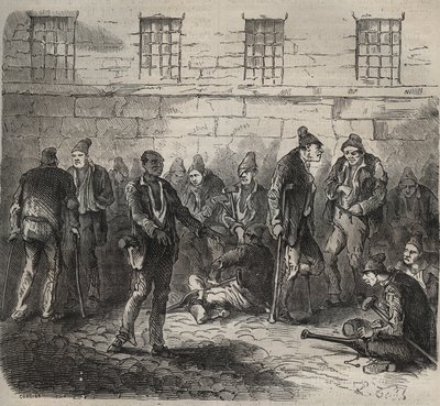 Svake styrker ved Toulon Bagne på 1800-tallet. Gravering i "Fengselshistorie fra deres opprettelse til i dag"" (1877) av Pierre Zaccone (1817-1895) (Colonia Penale - straffekoloni). Privat samling. av Anonymous Anonymous