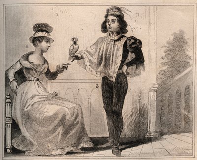 Johannes II av Valois, hertug av Alencon (1409-1476) med Marie de Fayel. Gravering fra 1859 i “” Le Monde. Alle folkeslags historie fra de fjerneste tider til i dag». av M. E. de Lostalot-Bachoue (Lostalot Bachoue). Privat samling. av Anonymous Anonymous