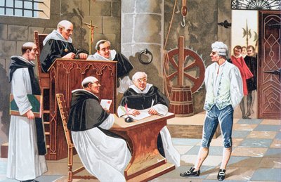 Dom ved domstolen i Ginebra av den spanske teologen Miguel Serveto, dømte ham til å bli brent på bålet for kjetteri i 1553 av Anonymous Anonymous