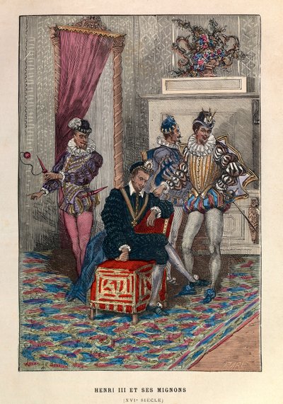 Kong Henry III (1551 - 1589) og hans Mignon - Kong Henry III av Frankrike og hans favoritter 1500-tallet - privat samling av Anonymous Anonymous
