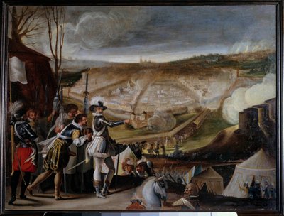 Kong Henry IVs leir (1553-1610) ved beleiringen av en by Dette er absolutt sete for byen Amiens i 1597. Anonymt maleri. Sol 0,39x0,53 m av Anonymous Anonymous