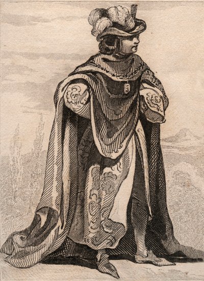 Ridder av Our Lady of Thistle-ordenen. Gravering fra 1859 i “” Le Monde. Alle folkeslags historie fra de fjerneste tider til i dag». av M. E. de Lostalot-Bachoue (Lostalot Bachoue). Privat samling. av Anonymous Anonymous