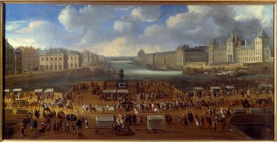 Le Pont Neuf sett fra inngangen til Place Dauphine, passasje av en kortege på broen i 1669 Anonym maleri. Sol. 0,81x1,62 m Paris, musee Carnavalet av Anonymous Anonymous