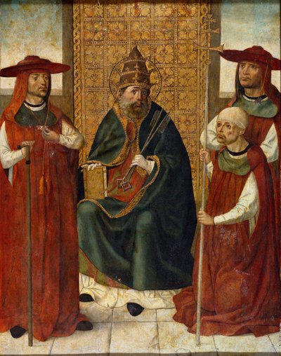 ""Kardinal Pedro Gonzalez de Mendoza ber sammen med St. Peter"" (Kardinal Pedro Gonzalez de Mendoza (1428-1495) ber før St. Peter) Anonymt maleri 1490-1495 Museo del Prado, Madrid av Anonymous Anonymous