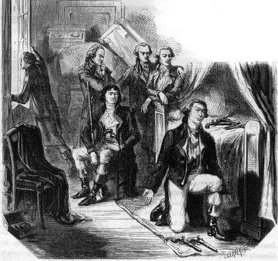 Girondinene natten til 31. mai 1793 (girondinernes fall) - Gravering i "Histoire des Girondins" av Alphonse de Lamartine (1790-1869) 1865-1866 - Privat samling av Anonymous Anonymous