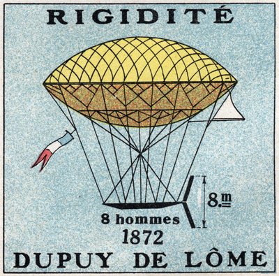 Les balloons: ballon haubanne by Henri Dupuy de Lome (1816-1885) in 1872. Anonymous illustration from 1925. Private collection. av Anonymous Anonymous