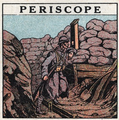 Light reflexion: periscope used in a trench by a Hairy during the First World War (1914-1918). Anonymous illustration from 1925. Private collection. av Anonymous Anonymous
