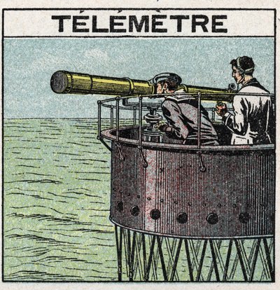 Light reflexion: the telemeter used for navigation. Anonymous illustration from 1925. Private collection. av Anonymous Anonymous