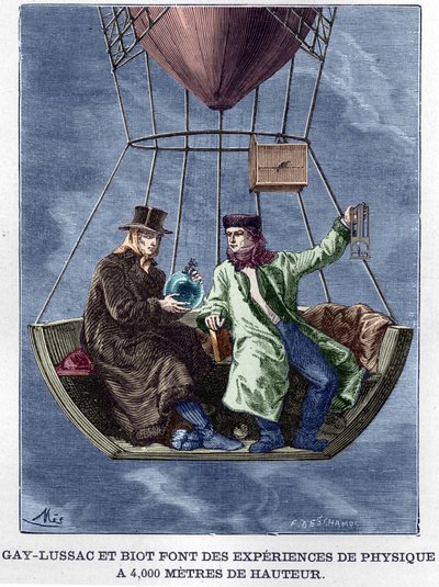 Louis-Joseph Gay-Lussac (Louis Joseph Gay Lussac) og Biot gjør fysikkeksperimenter på 4000 meters høyde - i «Album de la Science; berømte vitenskapsmenn; Store funn""" 1896. av Anonymous Anonymous