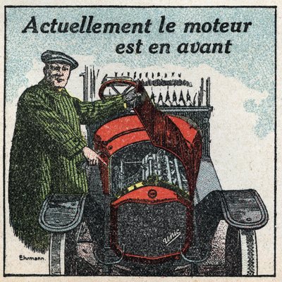 Mekanisk trekkraft: motoren fra 1920-tallet er foran. Anonym illustrasjon fra 1925. Privat samling. av Anonymous Anonymous